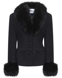Self-Portrait - Bouclé Faux Fur Trims Jacket - Lyst