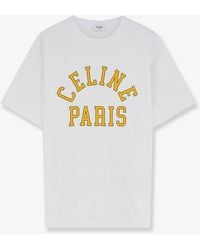 Celine - Cotton T-Shirt With Front Logo Print - Lyst