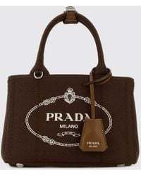 Prada - Mini Jardinière Canvas Bag With Printed Logo - Lyst