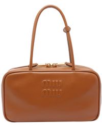 Miu Miu - Leather Beau Shoulder Bag With Logo - Lyst