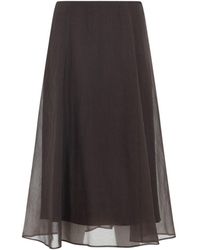 Brunello Cucinelli - Silk Midi Skirt - Lyst