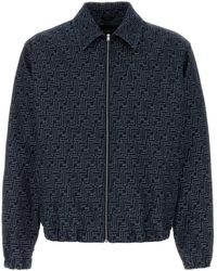 【VIP価格】FENDI Denim Bomber Jacket Fendi Double F Denim Jacket in Black for Men | Lyst