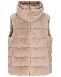 Herno - Faux Fur Padded Sleveless Jacket - Lyst
