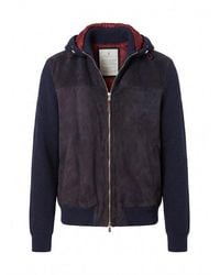 Brunello Cucinelli - Suede And Cashmere Knit Hooded Bomber Jacket - Lyst