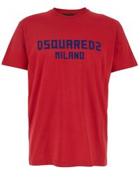 DSquared² - T-Shirt With Logo And Velvety Finish - Lyst