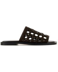 Ferragamo - Salvatore Dark Suede Barbados Slippers - Lyst