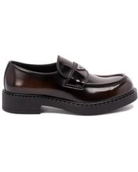 Prada - 'Chocolate' Brushed Leather Loafers - Lyst