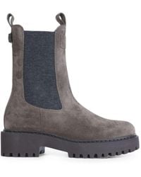 Brunello Cucinelli - Suede Leather Ankle Boots - Lyst