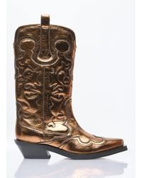 Ganni Embroidered Western Sandals | Lyst