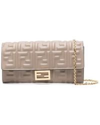 Fendi - Baguette Continental Wallet With Chain With Embossed Ff Motif - Lyst