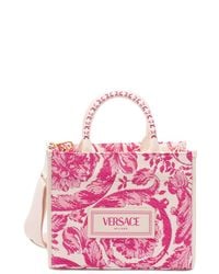 Versace - Small Tote Rafia 'Barocco' And Calf Leather - Lyst
