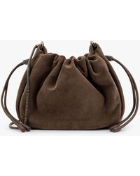 Brunello Cucinelli - Bucket Mellow Suede Shoulder Bag With Precious Chain - Lyst