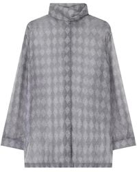 Giorgio Armani - Silk High-Neck Blouse With Diamond Print - Lyst
