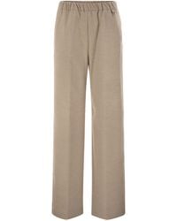 Herno - Wide-Leg Flannel-Effect Trousers With Elasticated Waistband - Lyst