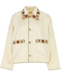 Bode - Ivory Satin Candyfloss Jacket - Lyst