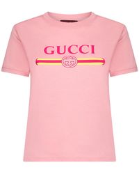 Gucci - Cotton Jersey T-Shirt With Logo Print - Lyst