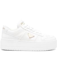 Prada - Downtown Bold Leather Sneakers - Lyst