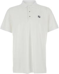 Fendi - T-Shirt 'Piquet' With Round Neck And Logo On The Front - Lyst