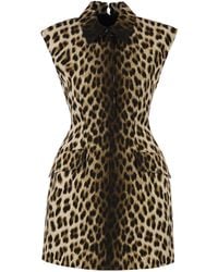 Sportmax - Spxlonza – Cotton Mini Dress With Animal Print - Lyst