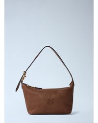 Miu Miu - Leather Logo Motif Shoulder Bag - Lyst