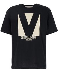 Valentino - 'Chez' Crewneck T-Shirt With Maxi Logo Print On The Front - Lyst