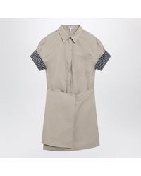 Loewe - Short Cotton And Silk Wrap Dress - Lyst