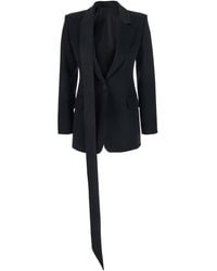 The Attico - Single-Breasted Jacket With Notched Revers And Oversized Band Detail - Lyst
