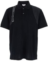 McQueen - 'Harness' Polo Shirt With Classic Collar And Logo Detail - Lyst