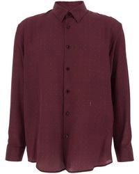 Saint Laurent - Long-Sleeved Shirt With Classic Collar And Micr - Lyst