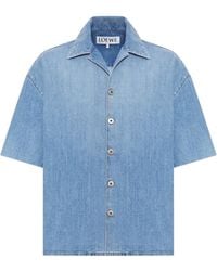 Loewe - Anagram Denim Short Sleeve Shirt - Lyst