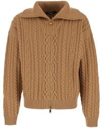 Versace - Turtleneck Sweater With Zip Closure And Medusa Head Embroidered On The Back - Lyst