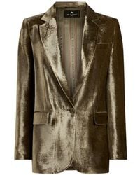 Etro - Velvet Single-Breasted Blazer Jacket - Lyst