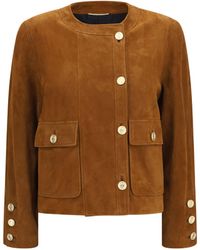 Saint Laurent - Short Suede Jacket With Buttons - Lyst