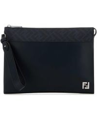 Fendi - Midnight Leather Squared Ff Clutch - Lyst