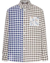 Loewe - Wool-Cotton Blend Flannel Shirt With Contrasting Patchwork Construction - Lyst