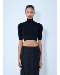 Max Mara - High-Neck Cropped Knit Top - Lyst