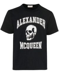 McQueen - Varsity Skull Print T-shirt - Lyst
