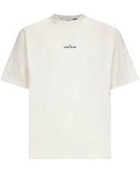 Stone Island - Ivory Jersey Printed T-Shirt - Lyst