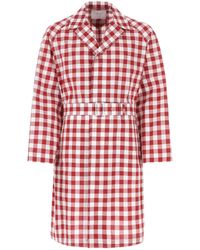 Prada - Check Trench Coat - Lyst