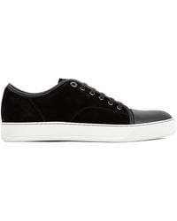 Lanvin - Men Suede Leather Captoe Low Top Sneakers - Lyst