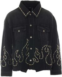 Amiri - Studs Flames Trucker Jacket - Lyst