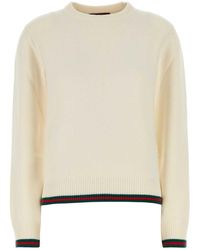 Gucci - Wool And Cashmere Sweater With Web, Ready-To-Wear - Lyst