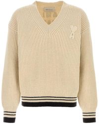 Ami Paris - Knitted V Neck Sweater - Lyst