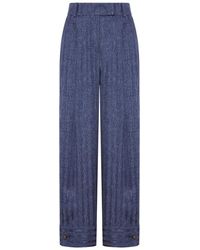 Giorgio Armani - Printed Silk Trousers With Pleats - Lyst