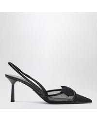 Prada - Fabric And Mesh Slingback Pumps - Lyst