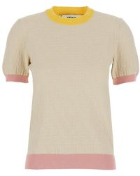 Fendi - T-Shirt 'Color Block Ff Short Sleeves Tee' With Logo - Lyst