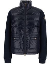 Moncler - High-Neck Cardigan With Logo Patch On The Sleeve And Padded And Quilted Design On The Front - Lyst
