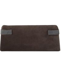 Brunello Cucinelli - Suede Leather Clutch Bag - Lyst