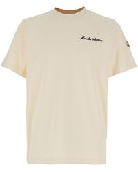Moncler - T-Shirt With Embroidered Logo On The Front And Logo Patch On The Sleeve - Lyst