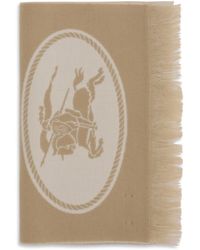 Burberry - Logo Wool Scarf - Lyst